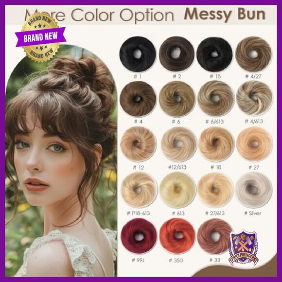 Human Hair Bun Piece Natural Curly Stretchy Elastic Donut Updo Messy Bun main image 6